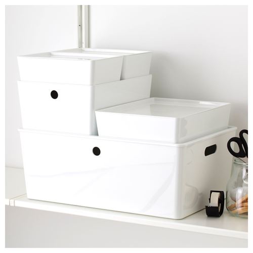 KUGGIS, kapaklı kutu, beyaz, 37x54x21 cm