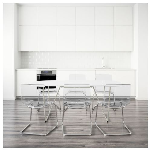 OPPEBY/TOBIAS yemek masası ve sandalye seti beyazkrom