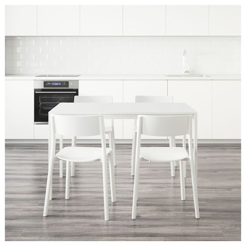 MELLTORP/JANINGE, mutfak masası takımı, beyaz, 4 sandalyeli
