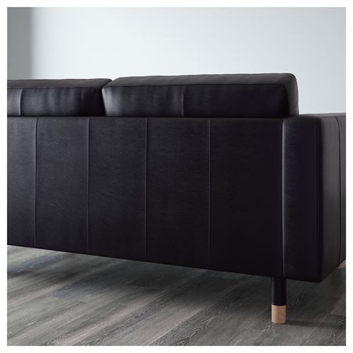 LANDSKRONA, 3-seat leather sofa, grann-bomstad black
