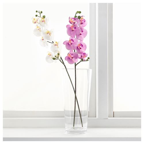 SMYCKA, artificial flower, orchid/white, 60 cm