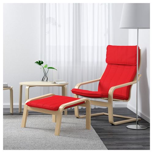 POANG footstool birch veneer/ransta red IKEA Hallway