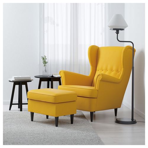 STRANDMON, footstool, skiftebo yellow