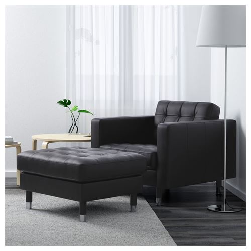 LANDSKRONA, leather armchair, grann-bomstad black