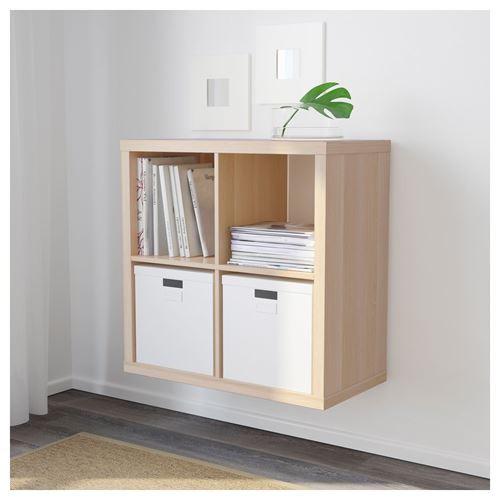 KALLAX white stained oak effect 77x77 cm shelving unit | IKEA