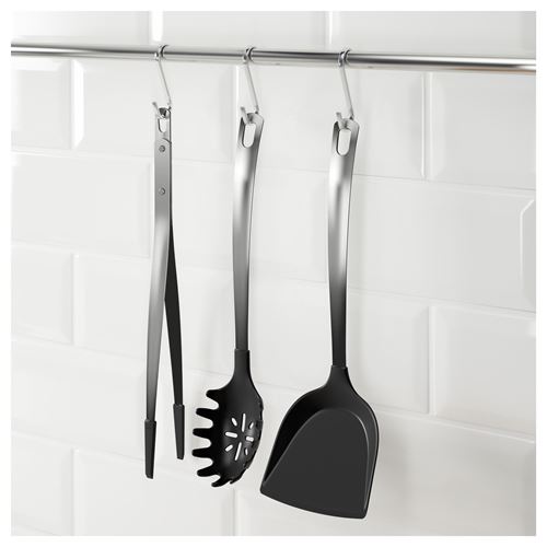 DIREKT, set of kitchen utensils, black/stainless steel