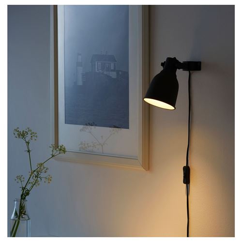 HEKTAR, duvar lambası, koyu gri, 11 cm