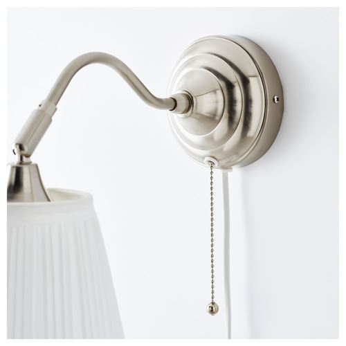 ARSTID, wall lamp, white/nickel plated, 38 cm