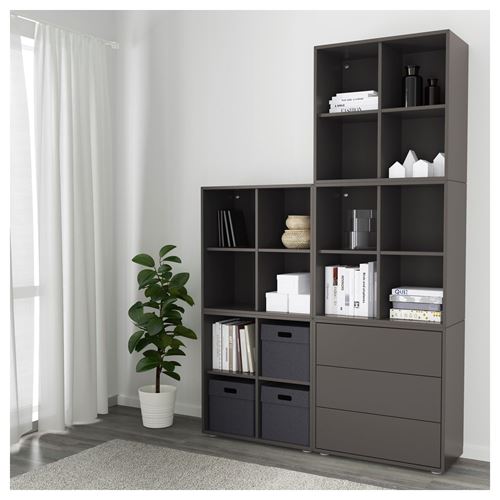 EKET dark grey 140x35x212 cm storage combination | IKEA