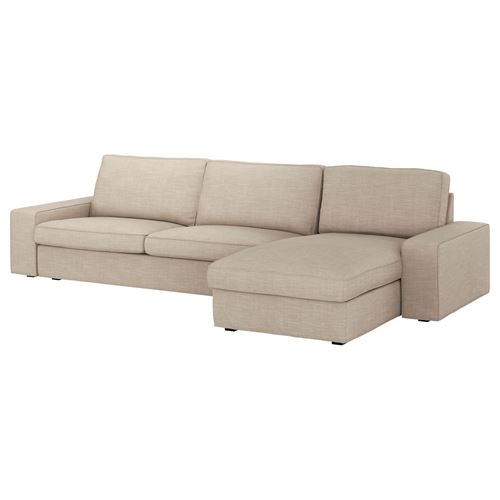 KIVIK, 3-seat sofa and chaise longue, hillared beige