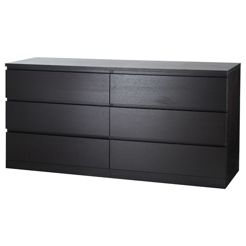 MALM, chest of 6 drawers, blackbrown, 160x78 cm
