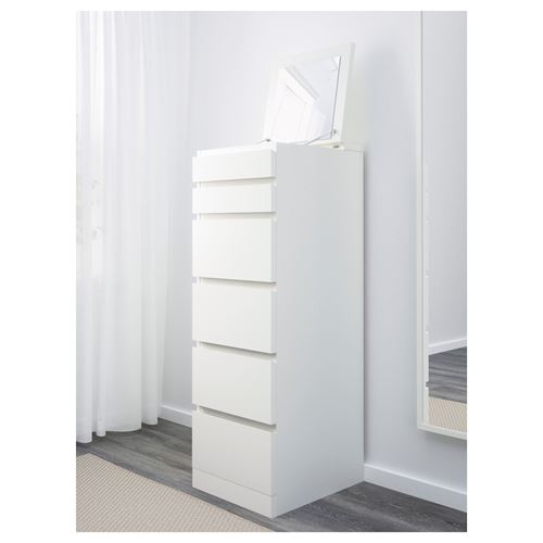 MALM, 6 çekmeceli şifonyer, beyaz, 40x123 cm