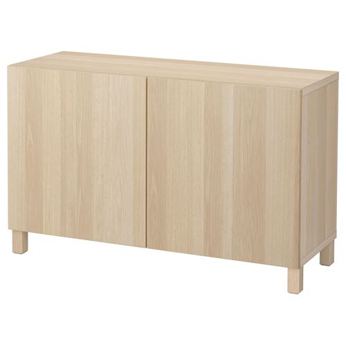 BESTA white stained oak effect 120x40x74 cm storage combination | IKEA