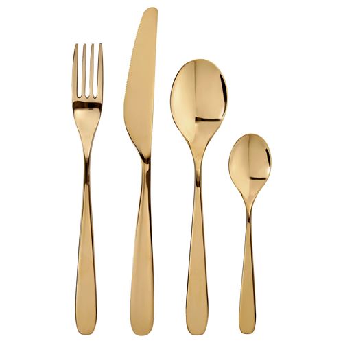 TILLAGD, cutlery set, brass colour