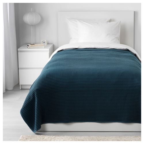 VARELD, tek kişilik yatak örtüsü, koyu mavi, 150x250 cm