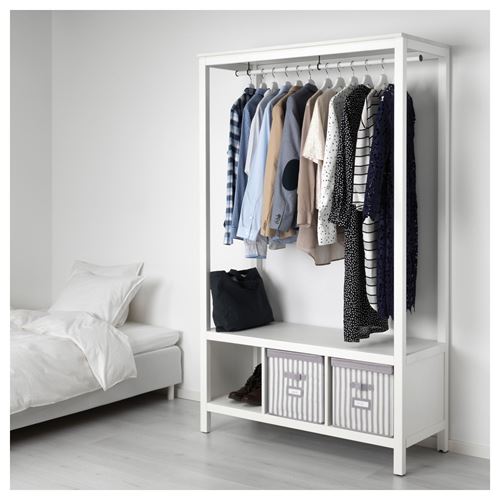 HEMNES, open storage unit, white varnished, 120x197x50 cm