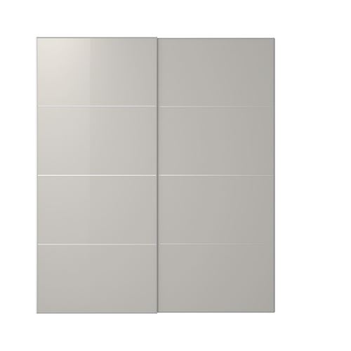 HOKKSUND, pair of sliding doors, light grey, 200x236 cm
