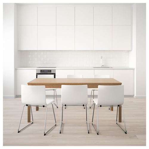 EKEDALEN/BERNHARD, yemek masası takımı, meşe-mjuk beyaz, 6 sandalyeli