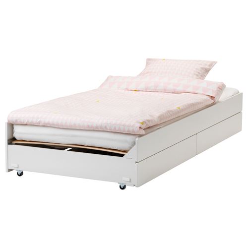 SLAKT/LURÖY ek yatak, beyaz, 90x200 cm