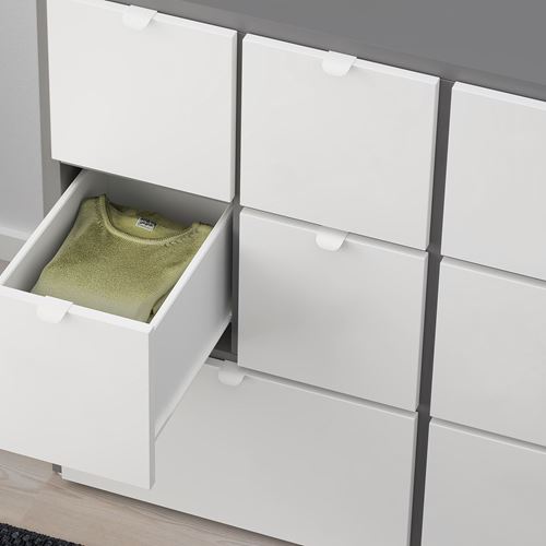 VISTHUS, chest of 8 drawers, grey/white, 122x96 cm
