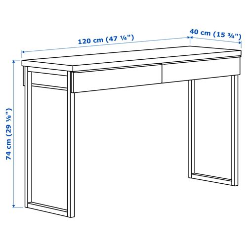 BESTA BURS, çalışma masası, parlak beyaz, 120x40 cm