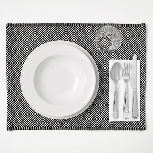 GODDAG, place mat, black-white, 35x45 cm