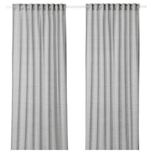 HILJA, background curtain, 1 pair, grey, 145x300 cm