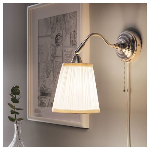 ARSTID, wall lamp, white/nickel plated, 38 cm
