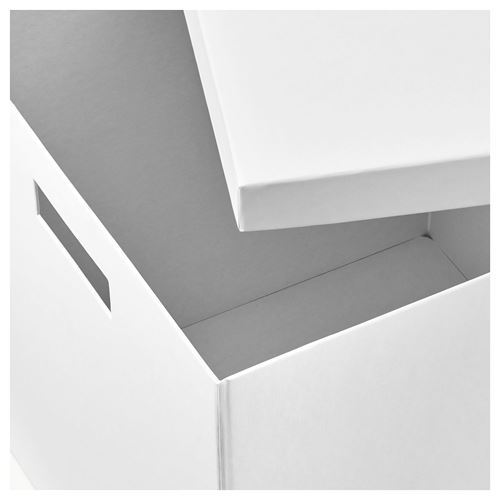 TJENA, kapaklı kutu, beyaz, 50x35x30 cm