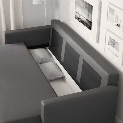 FRIHETEN, 3-seat sofa-bed, skiftebo dark grey