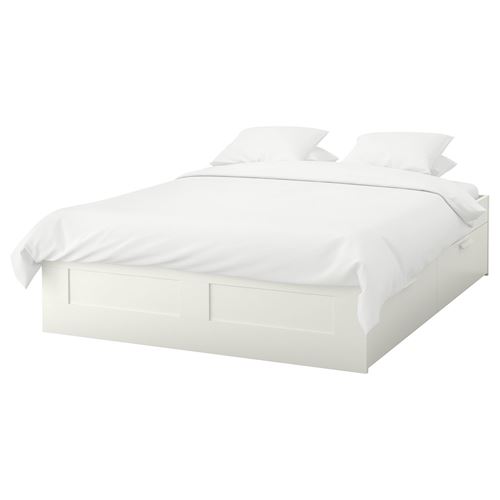 BRIMNES/LURÖY, double bed, white, 140x200 cm