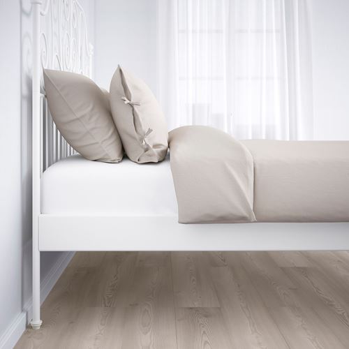 LEIRVIK/LURÖY, double bed, white, 160x200 cm