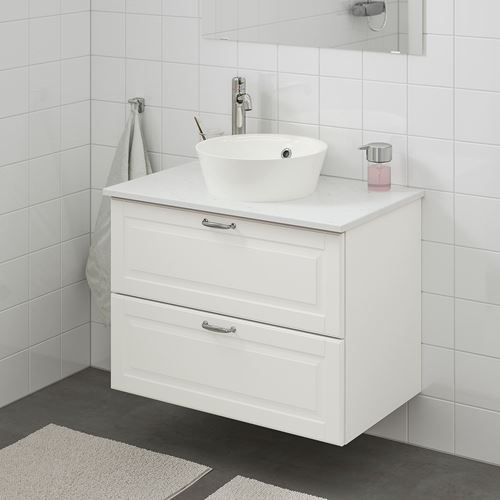 GODMORGON/TOLKEN/KATTEVIK, lavabo dolabı, beyaz, 82x49x75 cm