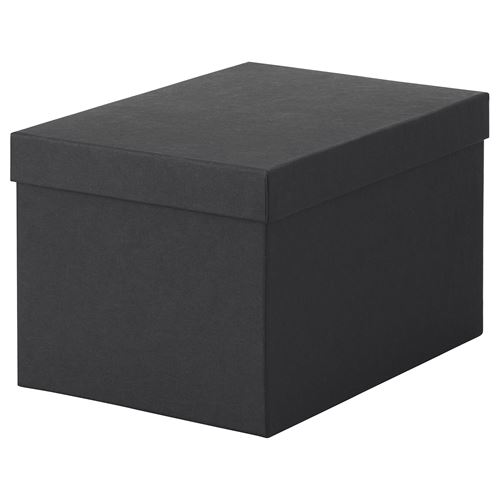 TJENA, kapaklı kutu, siyah, 18x25x15 cm