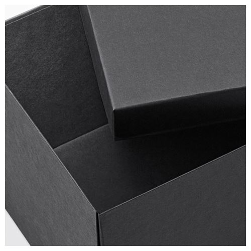 TJENA, kapaklı kutu, siyah, 18x25x15 cm