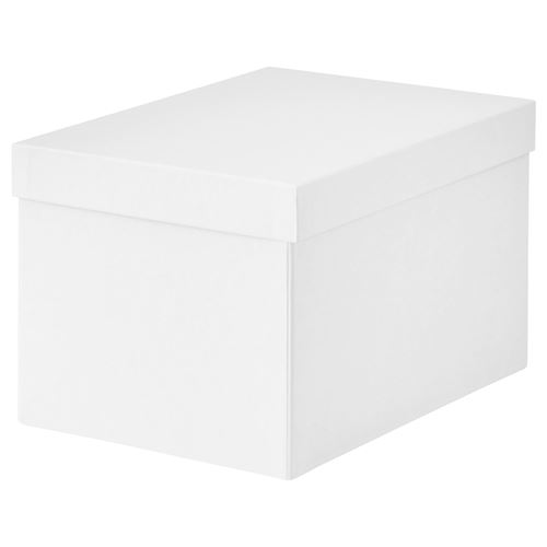 TJENA, kapaklı kutu, beyaz, 18x25x15 cm