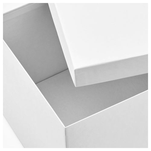 TJENA, kapaklı kutu, beyaz, 18x25x15 cm