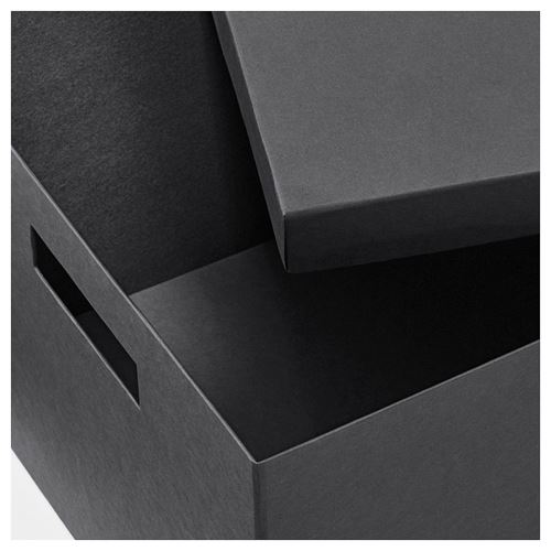 TJENA, kapaklı kutu, siyah, 25x35x20 cm