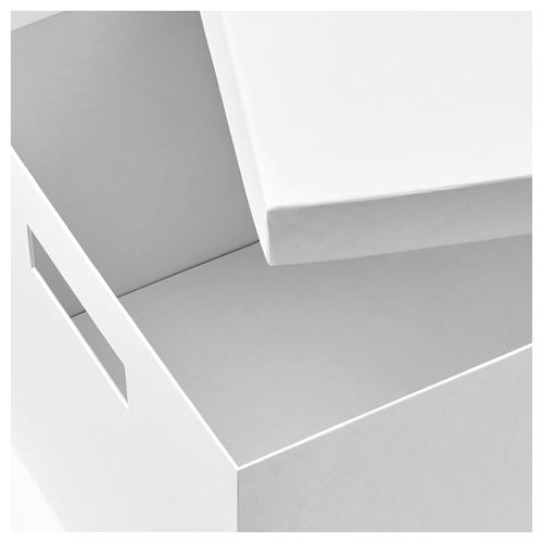 TJENA, kapaklı kutu, beyaz, 25x35x20 cm