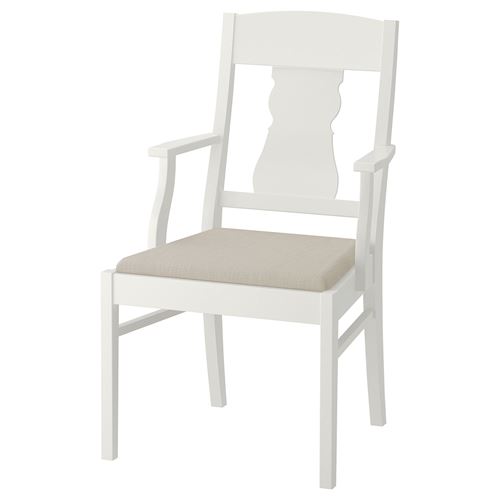 INGATORP, kolçaklı sandalye, beyaz-nordvalla bej
