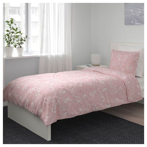 JATTEVALLMO tek kişilik nevresim takımı beyazpembe 150x200/50x60 cm