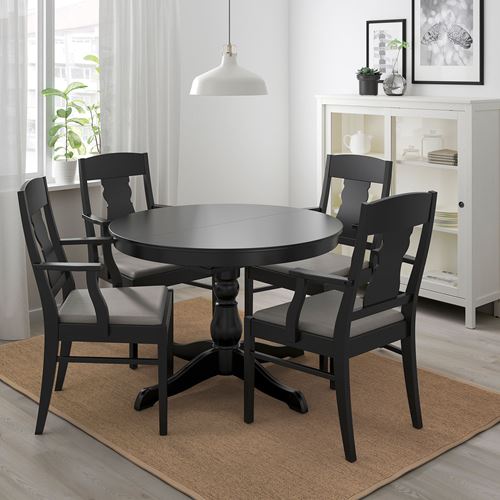 INGATORP, yemek masası takımı, siyah, 4 sandalyeli