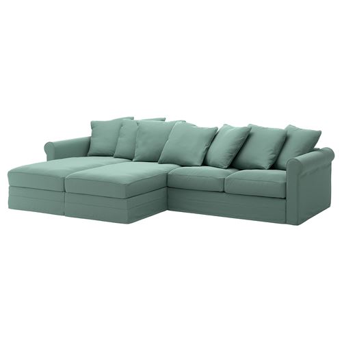 GRÖNLID, 2 chaise longues and 2-seat sofa, ljungen light green
