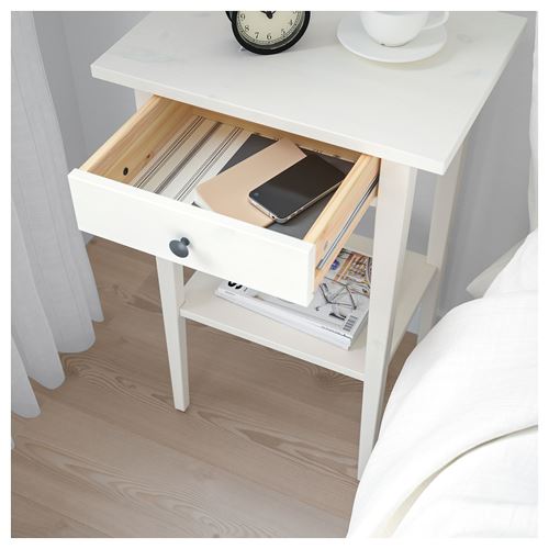 HEMNES, bedside table, white varnish, 46x35x70 cm