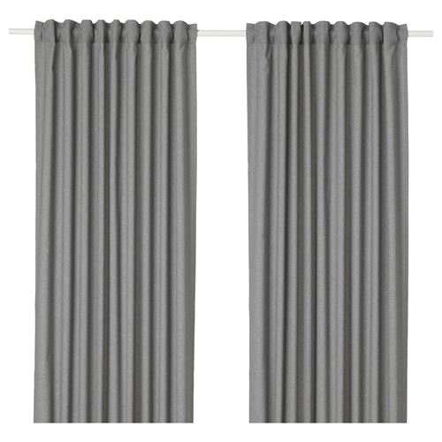 HANNALENA, background curtain, 1 pair, grey, 145x300 cm