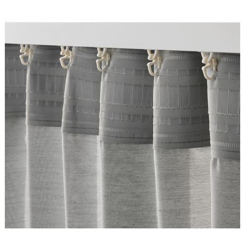 HILJA, background curtain, 1 pair, grey, 145x300 cm