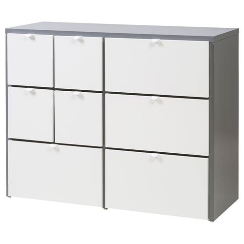VISTHUS, chest of 8 drawers, grey/white, 122x96 cm