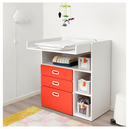 STUVA/FRITIDS alt değiştirme masası ve dolap beyazkırmızı