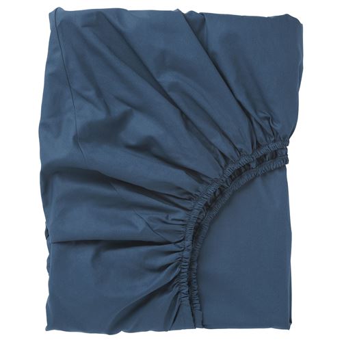 ULLVIDE, tek kişilik lastikli çarşaf, koyu mavi, 90x200 cm