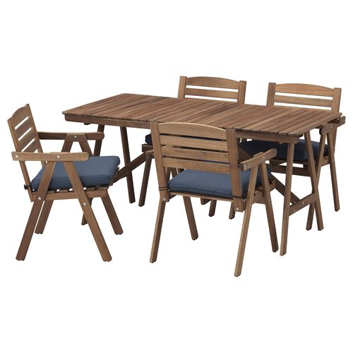 FALHOLMEN, yemek masası ve sandalye seti, gri-kahverengi